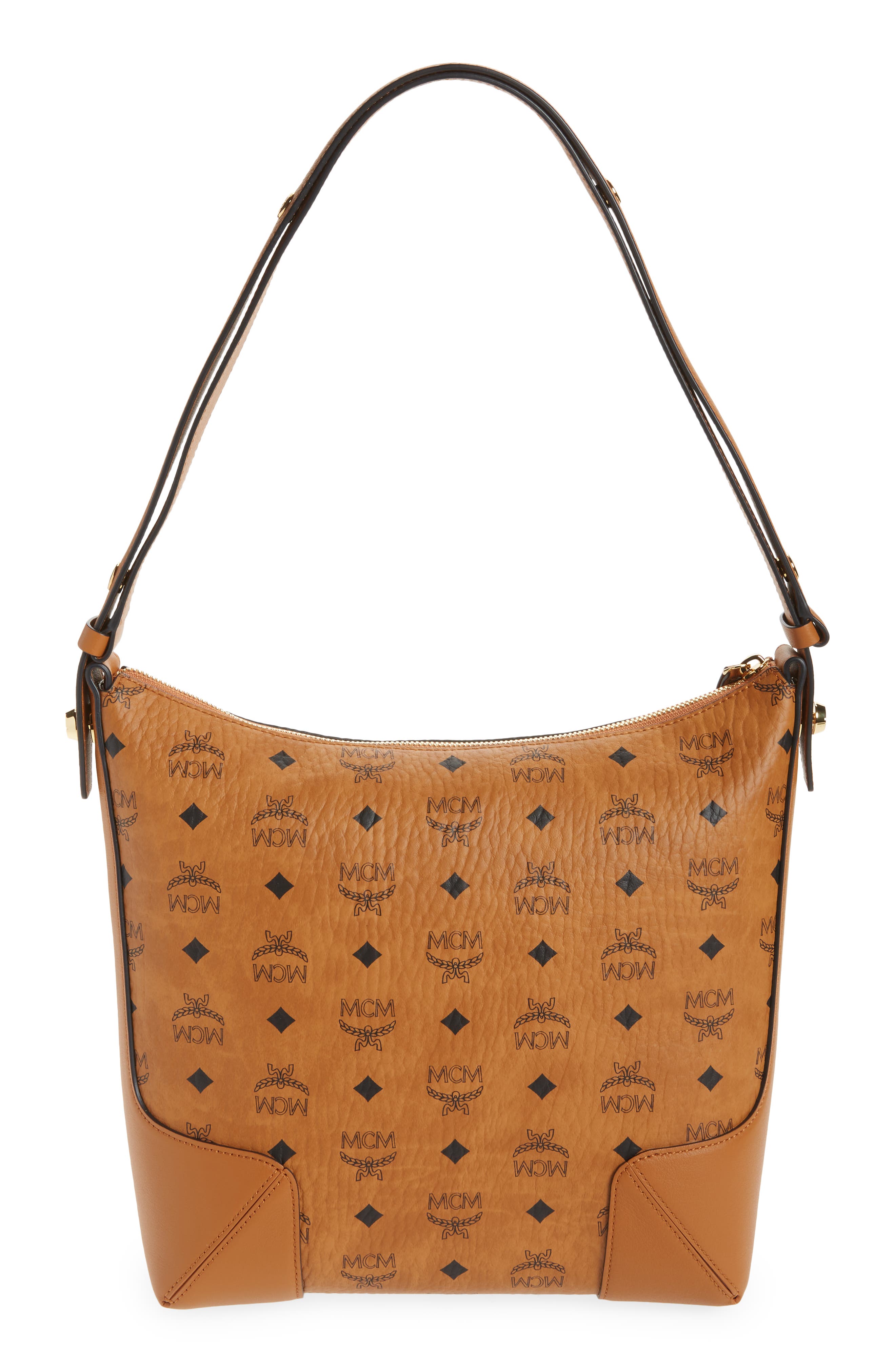 Klara Visetos Medium Coated Canvas Hobo Bag, Alternate, color, COGNAC