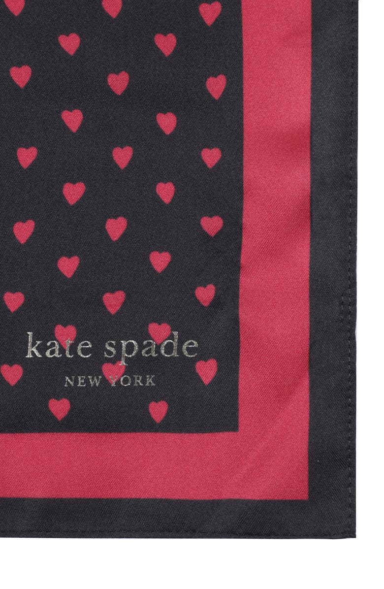Kate Spade New York mini hearts silk bandana scarf, Alternate, color, 