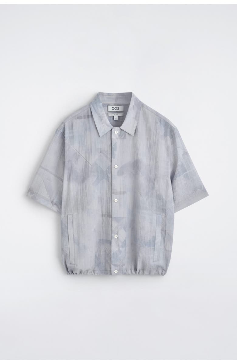 COS Textured Drawstring-hem Shirt, Alternate, color, Blue / Printed