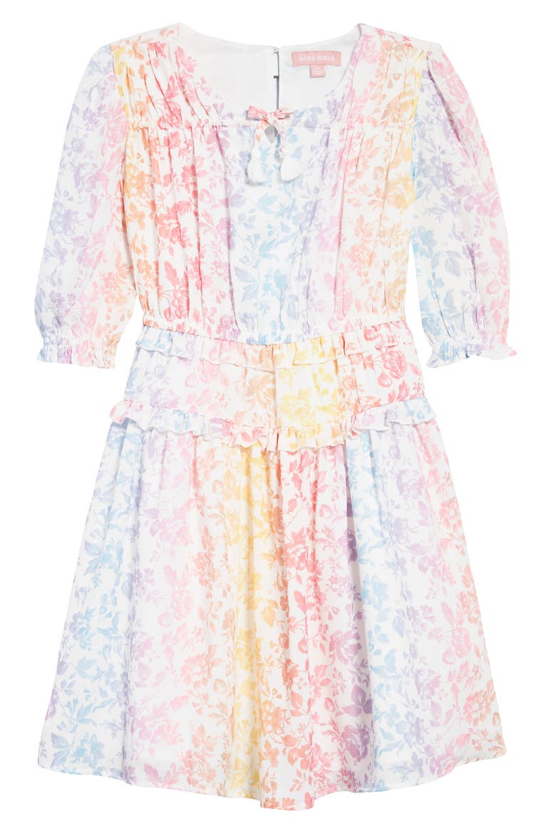 Kids' Floral Print Ruffle Peasant Dress, Main, color, MULTI