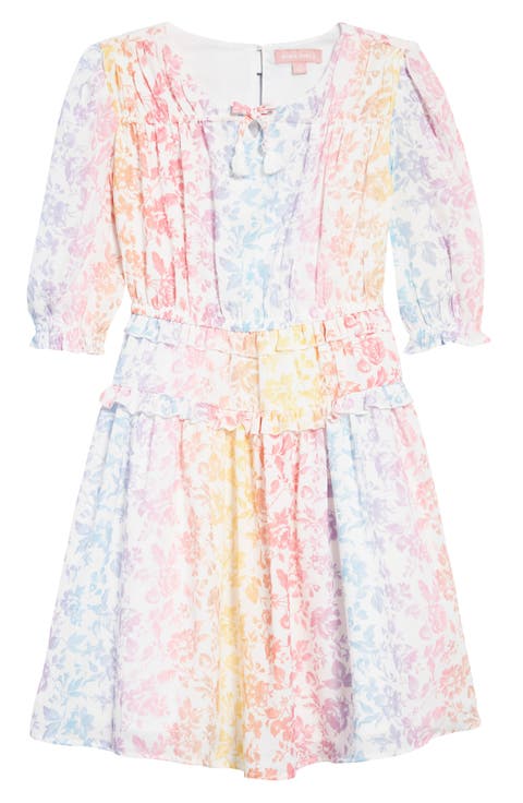 Kids' Floral Print Ruffle Peasant Dress (Big Kid)