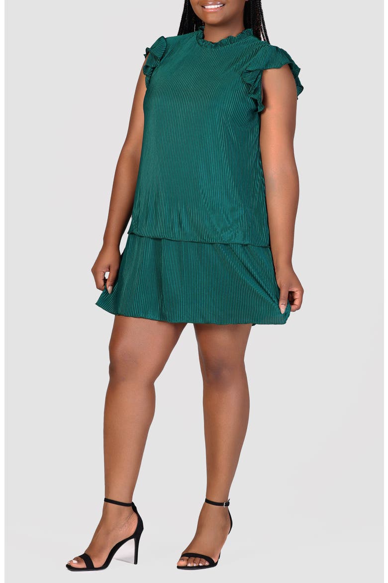 Micropleat Tiered Minidress, Alternate, color, HUNTER