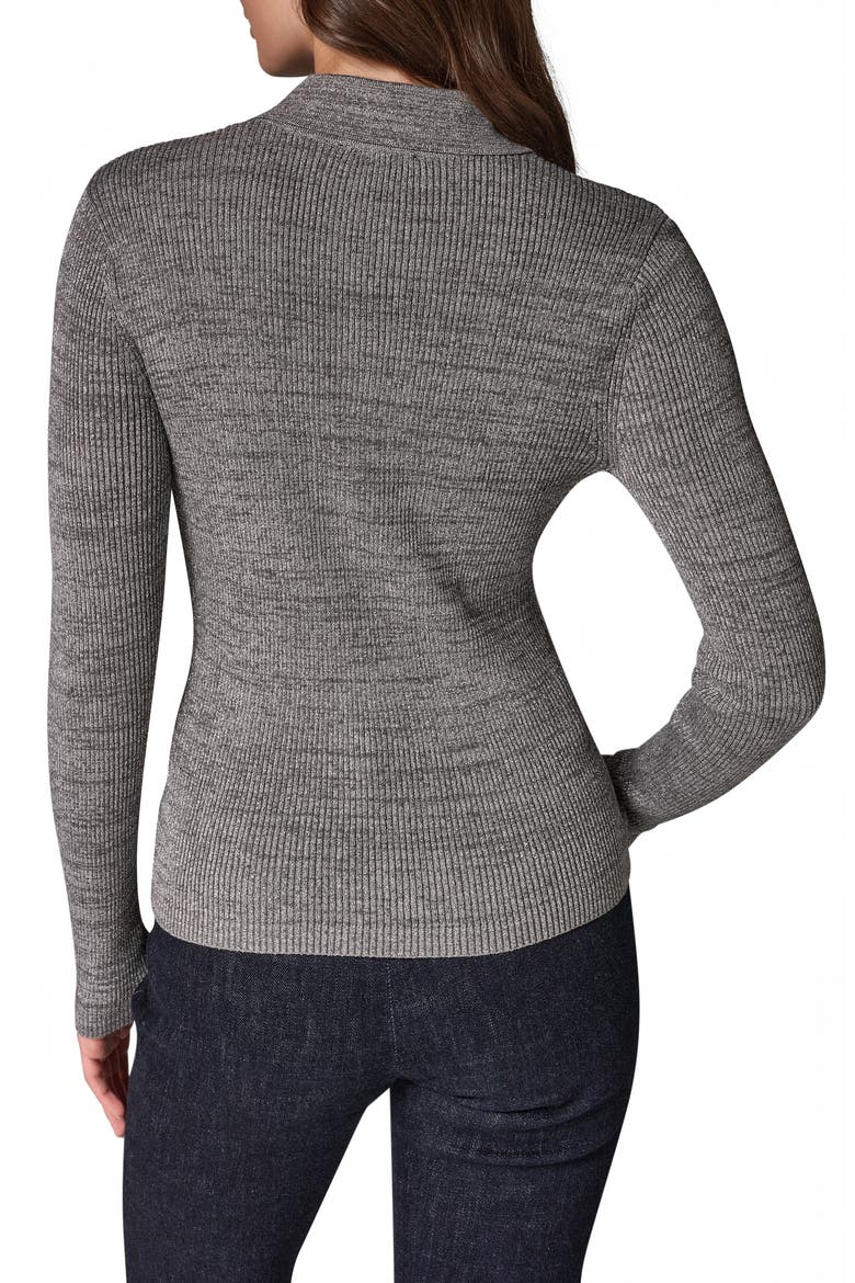 Metallic Rib Polo Sweater, Alternate, color, GREY/ SILVE