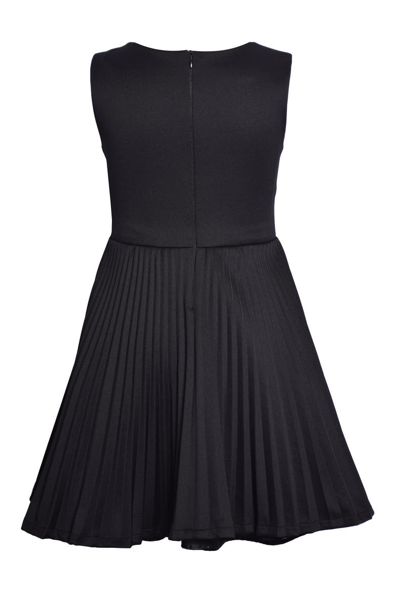 Kids' Pleated Scuba Party Dress, Alternate, color, BLACK