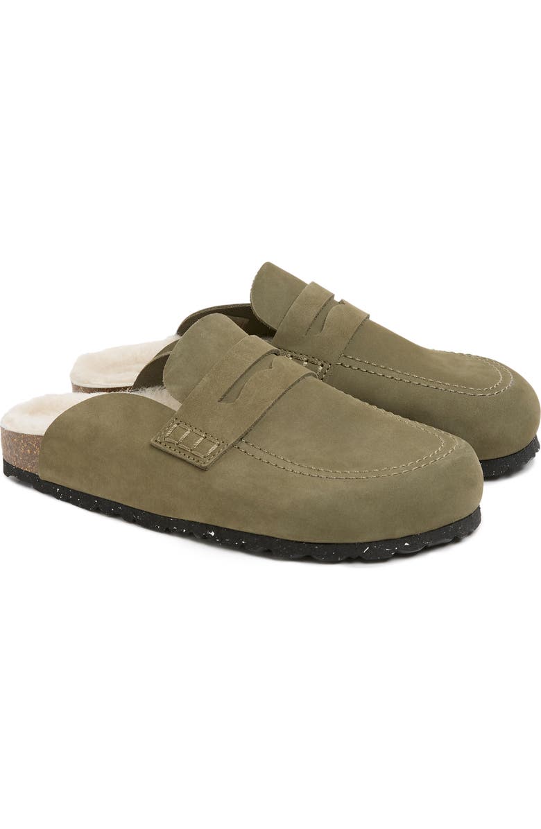 Celtic & Co. Sheep Lined Penny Loafer Clog, Main, color, Khaki