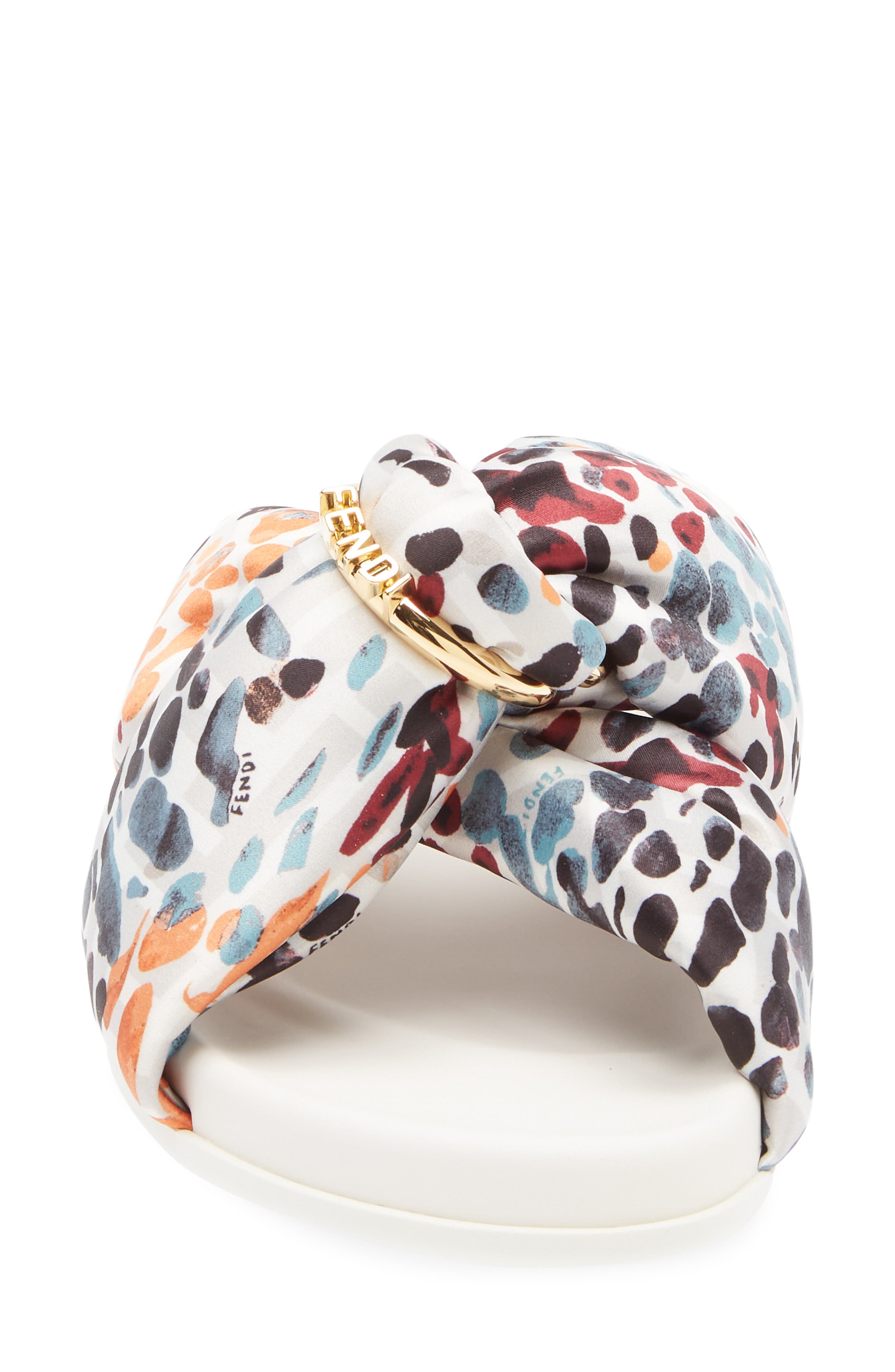 Fendi Feel Knotted Slide Sandal, Alternate, color, White