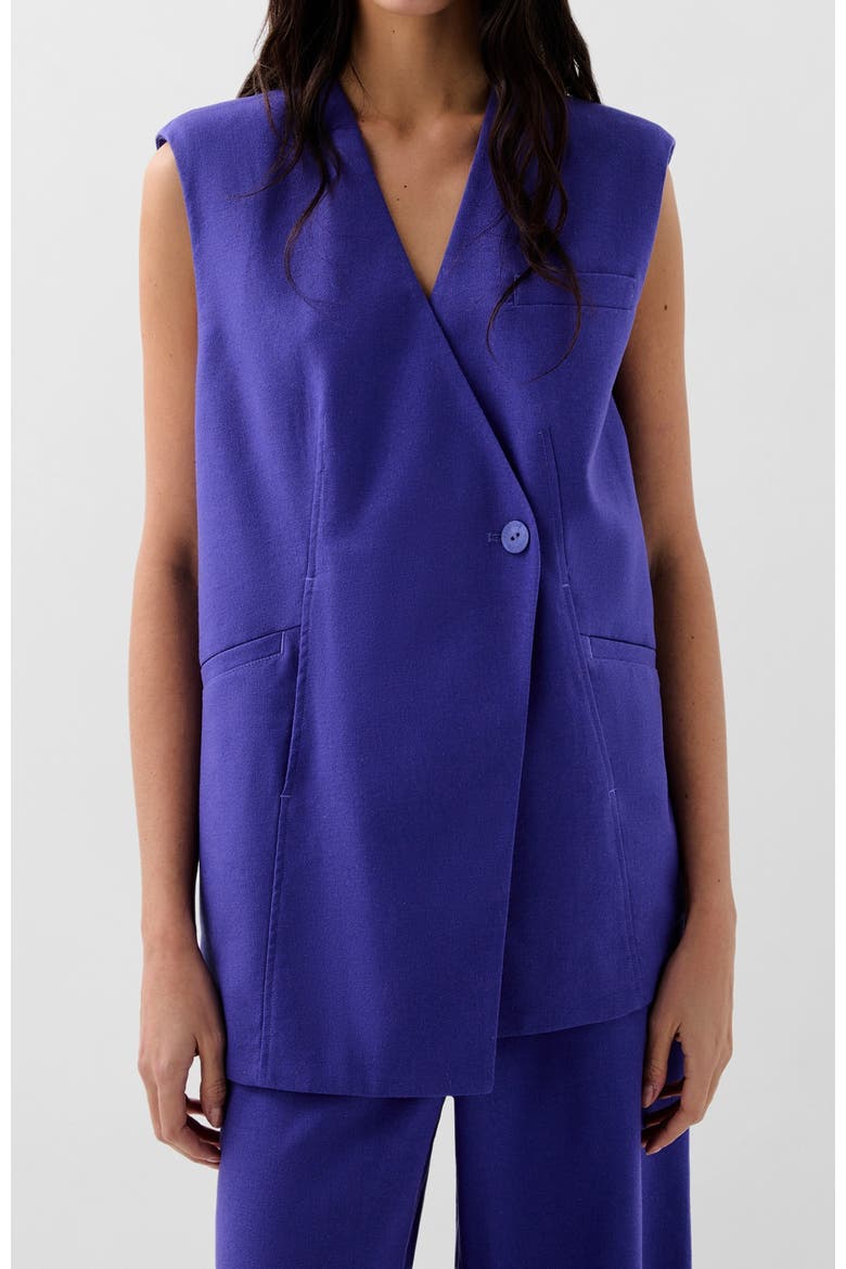 Linen Plain Vest, Main, color, Purple