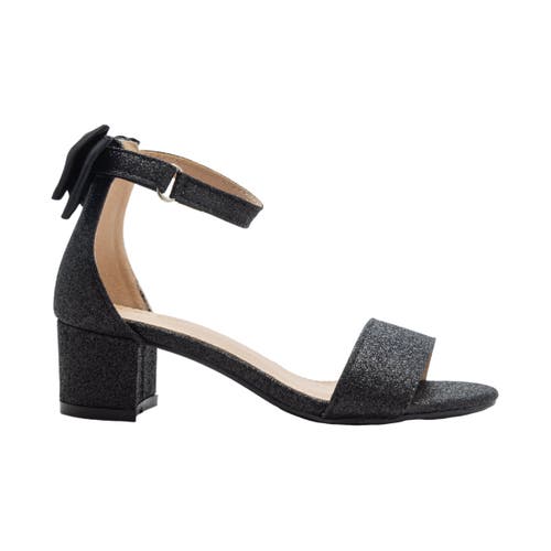 Tulleen Black Rhinestone Band Block Heels In Black