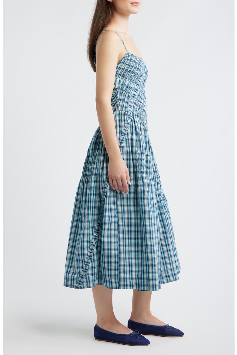 Lyra Check Sleeveless Midi Dress, Alternate, color, BLUE