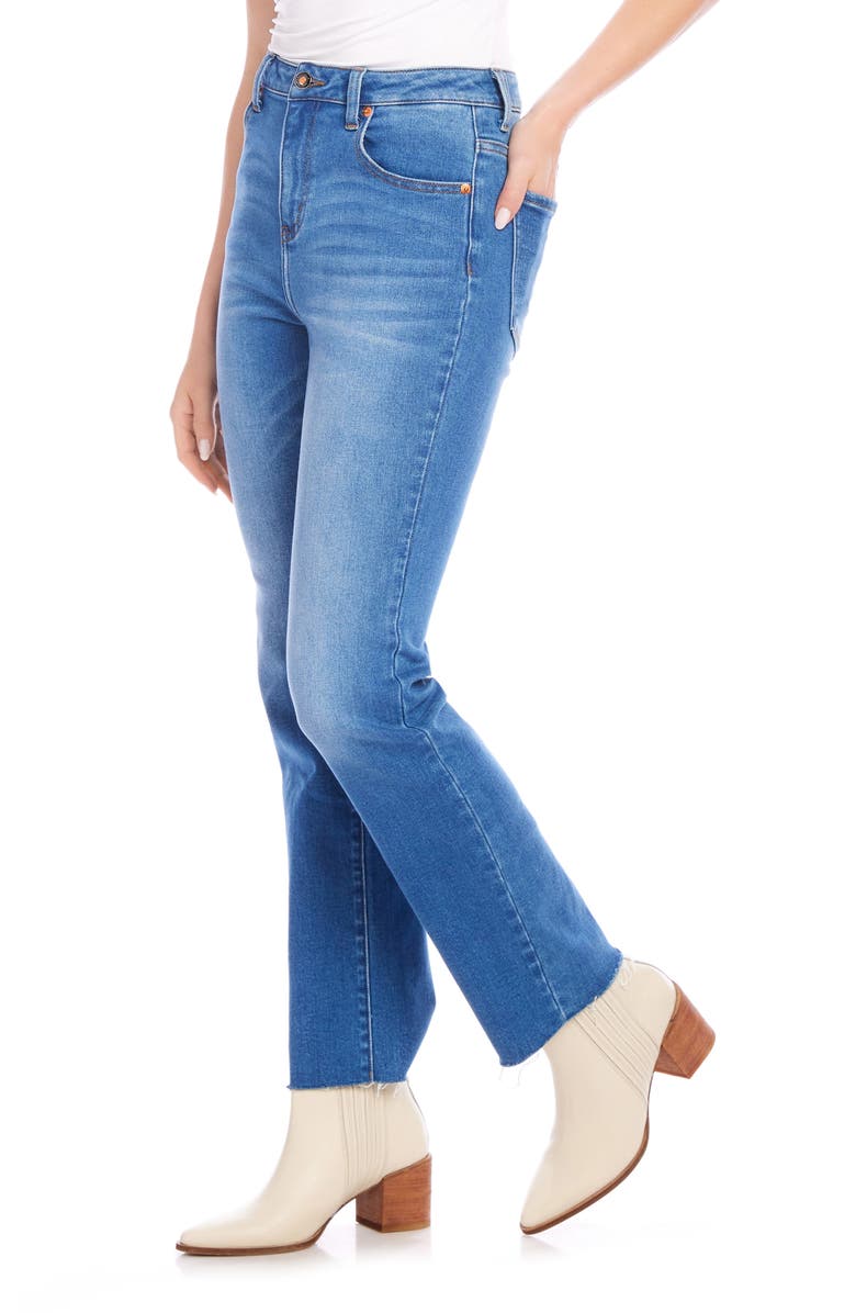 Karen Kane Raw Hem Straight Leg Jeans, Alternate, color, Denim