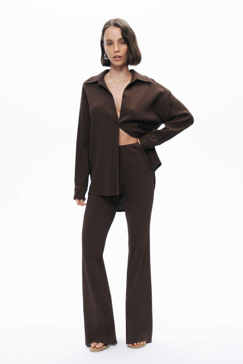 Nocturne Crumpled Fabric Draped Shirt In Coffee