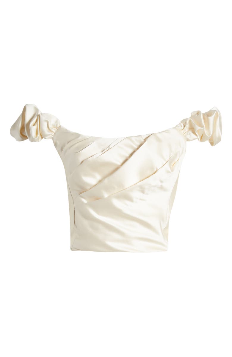 LoveShackFancy Ileana Pleated Off the Shoulder Satin Top, Alternate, color, 