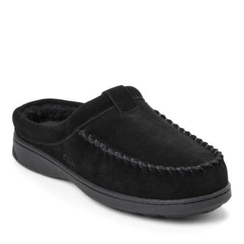 Cow Suede Moc Toe Clog With Tab Detail Slippers