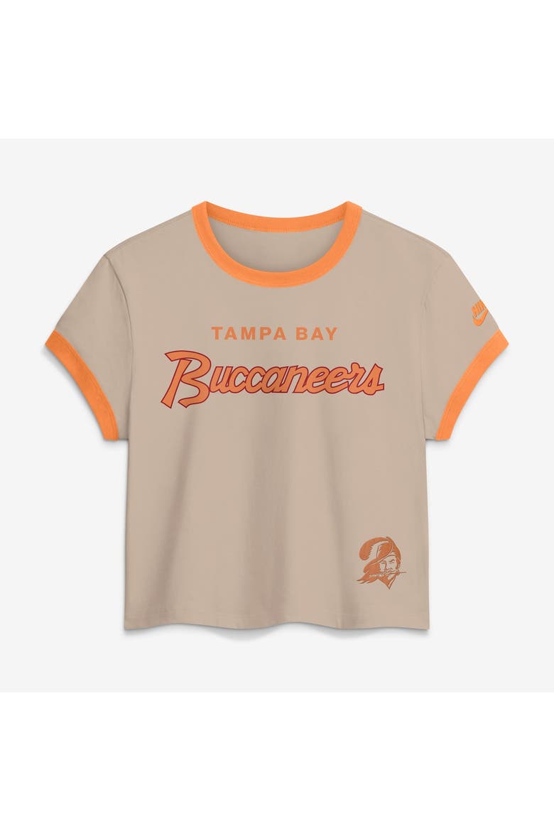Women's Nike Cream Tampa Bay Buccaneers Rewind Ringer Mod Cropped T-Shirt, Main, color, Cream