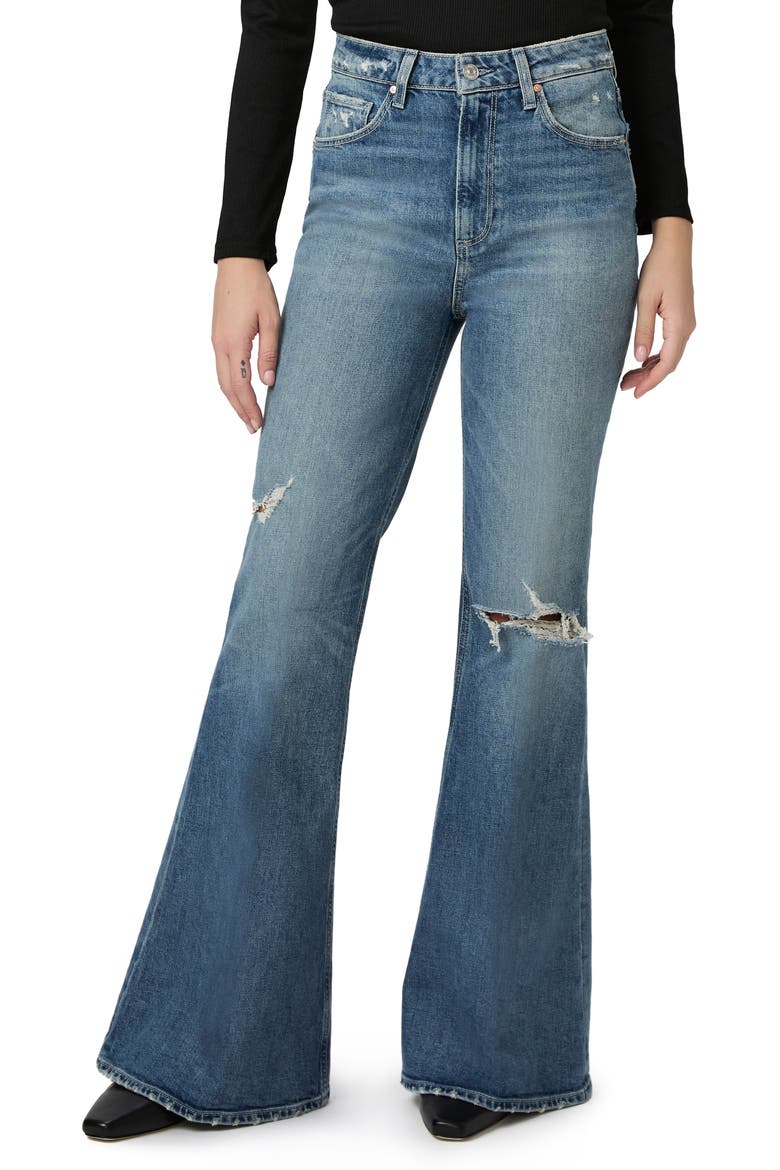 Charlie Ripped Super High Waist Flare Jeans, Main, color, BLUE NOTE DESTRUCTED