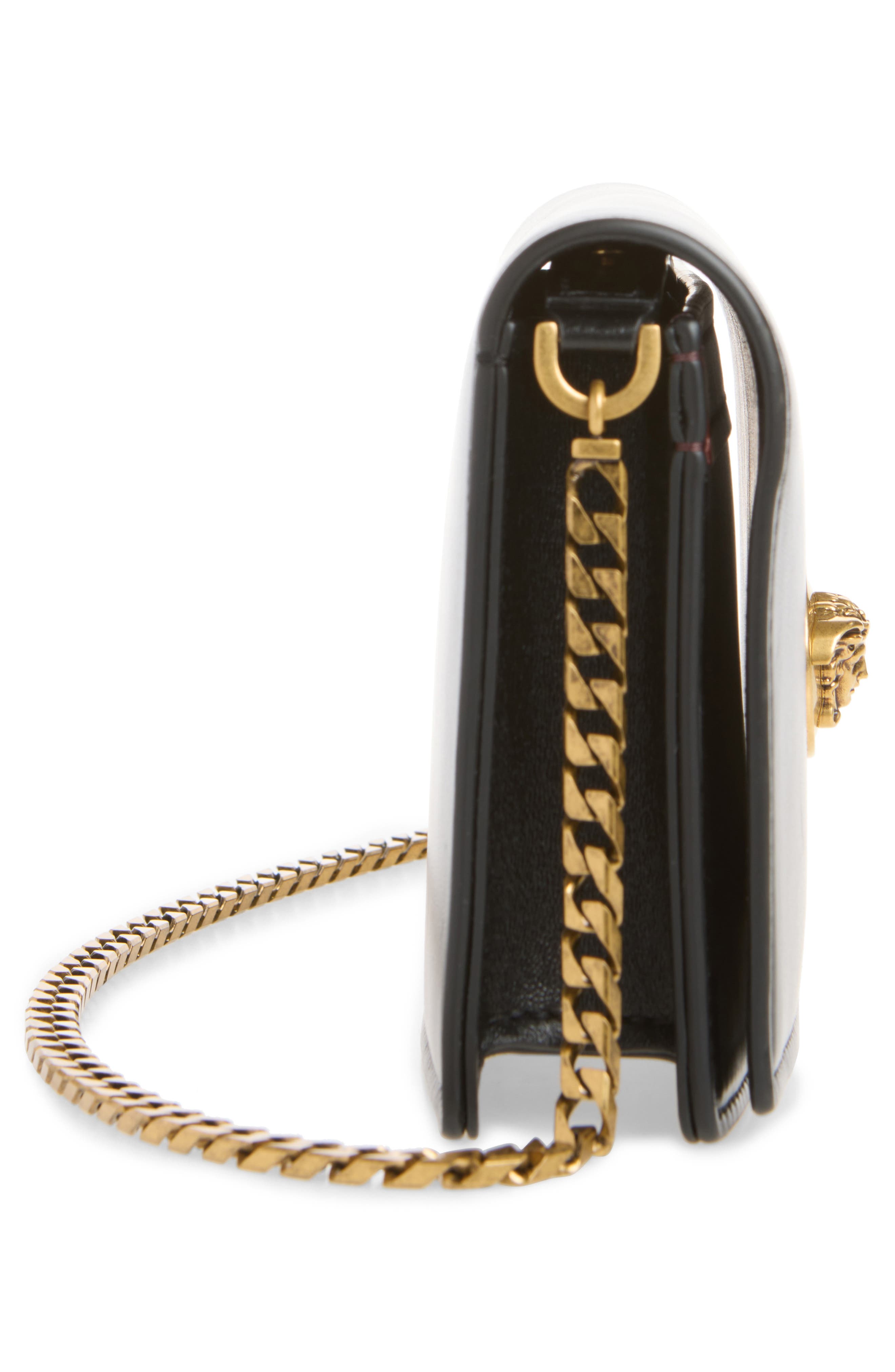 Mini Emblème Lambskin Leather Crossbody Bag, Alternate, color, BLACK-GOLD 82