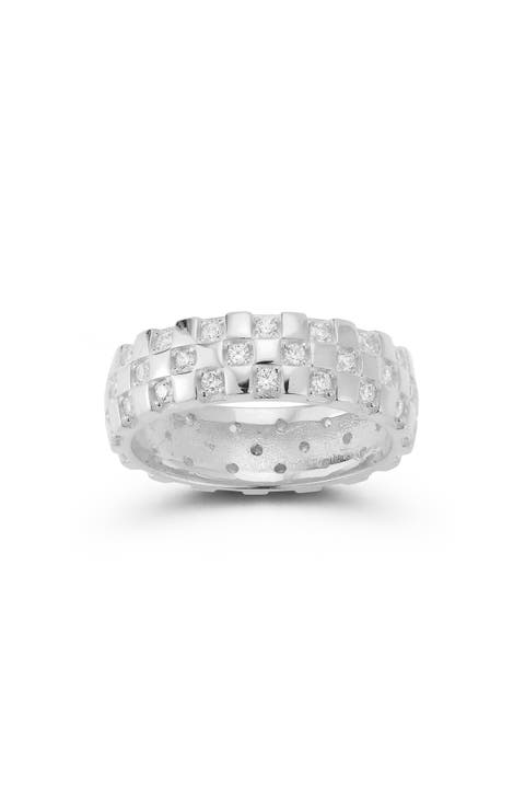 Cubic Zirconia Checkered Band Eternity Ring
