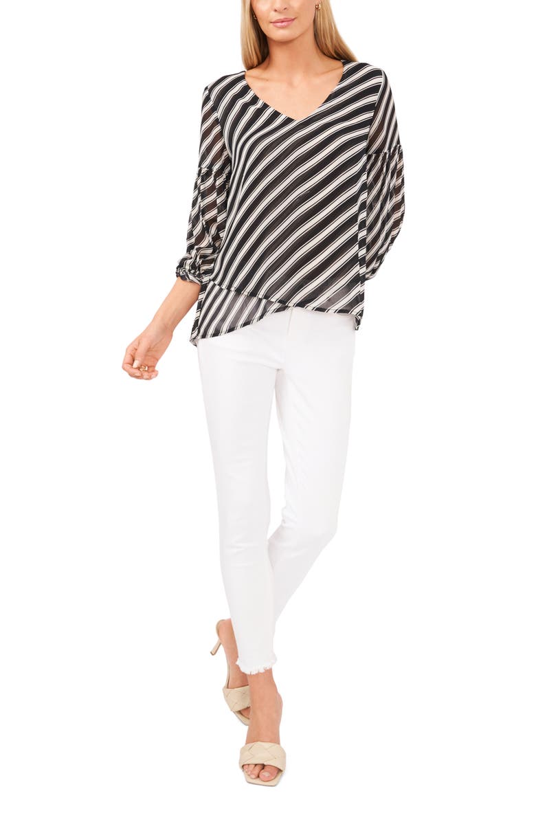 Vince Camuto Amalfi Stripe Crossover Blouse, Alternate, color, 
