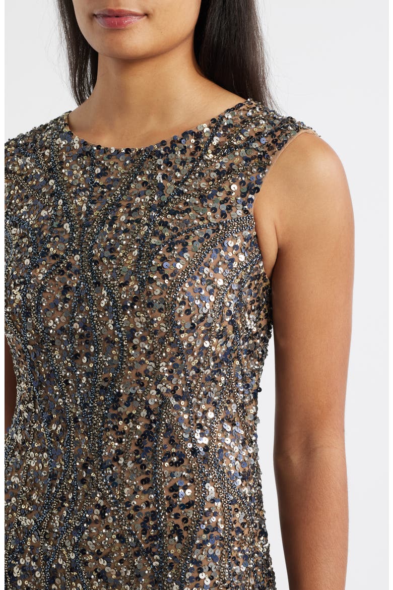 Sequin Sleeveless Gown, Alternate, color, MOCHA