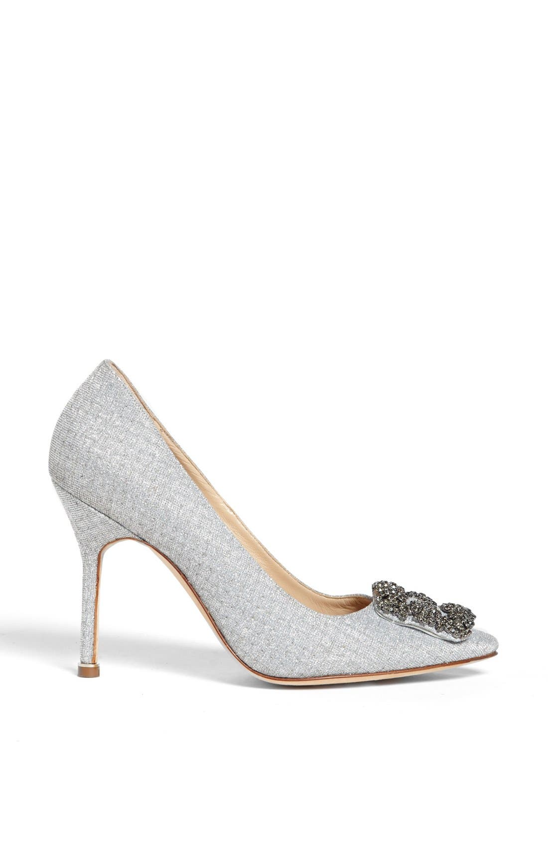 'Hangisi' Jeweled Satin Pump, Alternate, color, SILVER