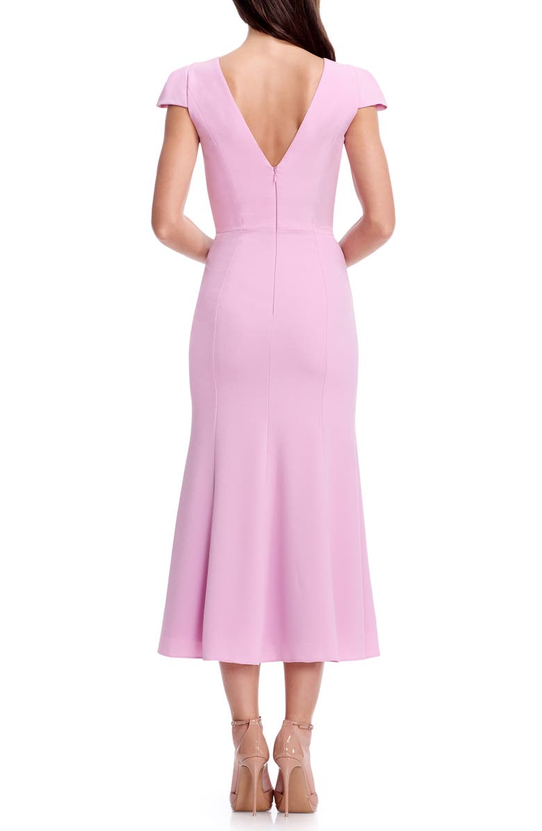 Dress the Population Sheryl Floral Appliqué Midi Cocktail Dress, Alternate, color, Lavender Multi