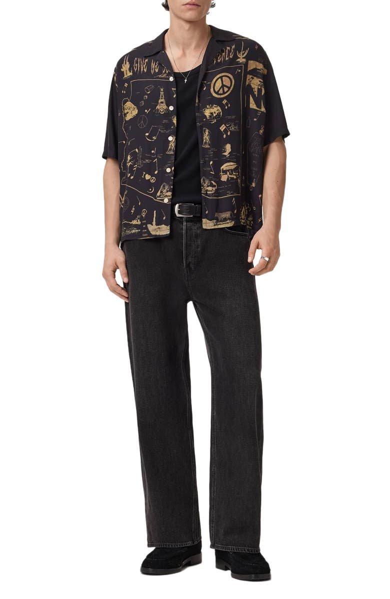 AllSaints Pacify Short Sleeve Button-Up Shirt, Alternate, color, Rattan Brown