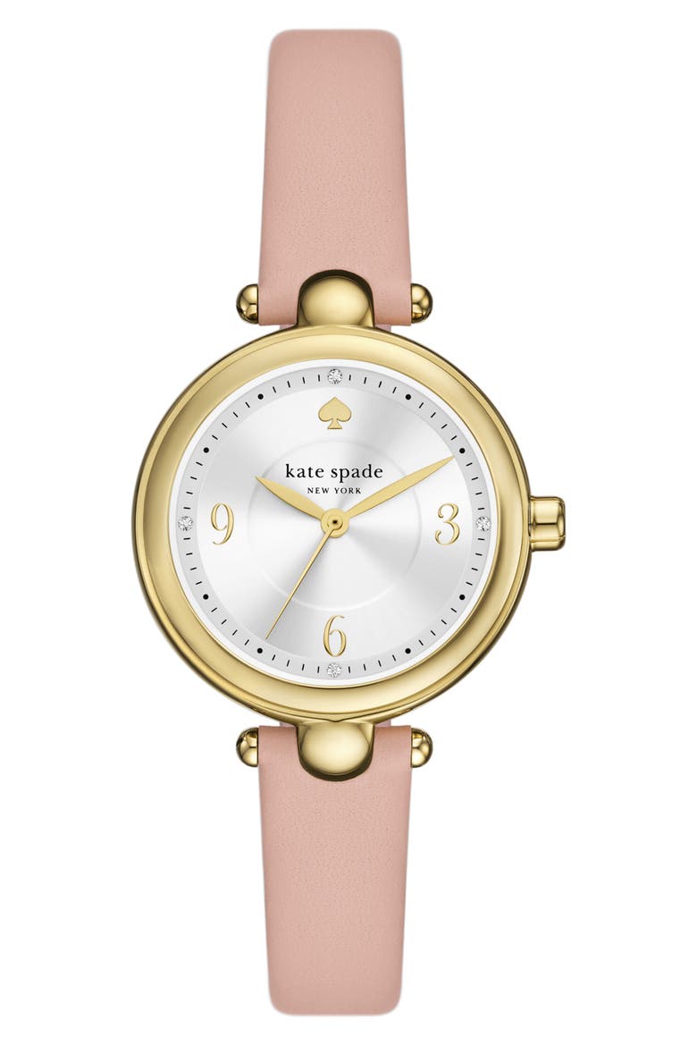 gracie leather strap watch, 32mm, Main, color, GOLD