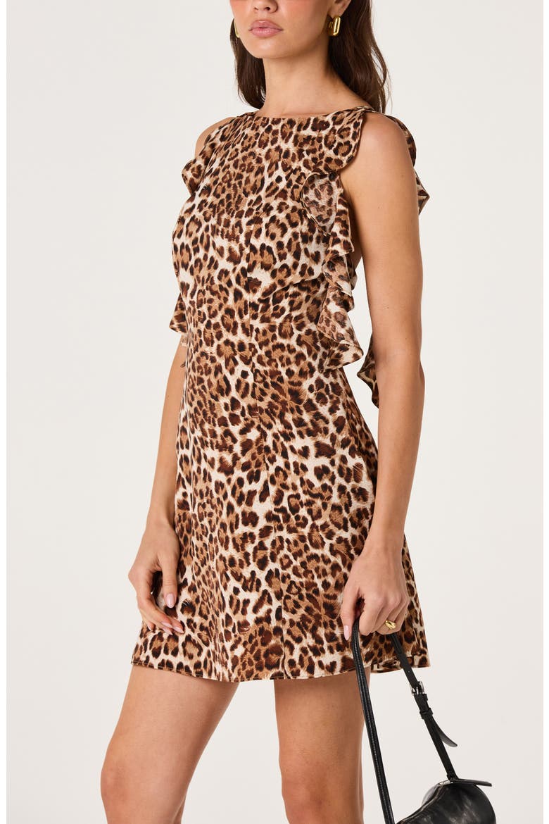 Olga Leopard-Print Ruffled Minidress, Alternate, color, LEOPARD PRINT