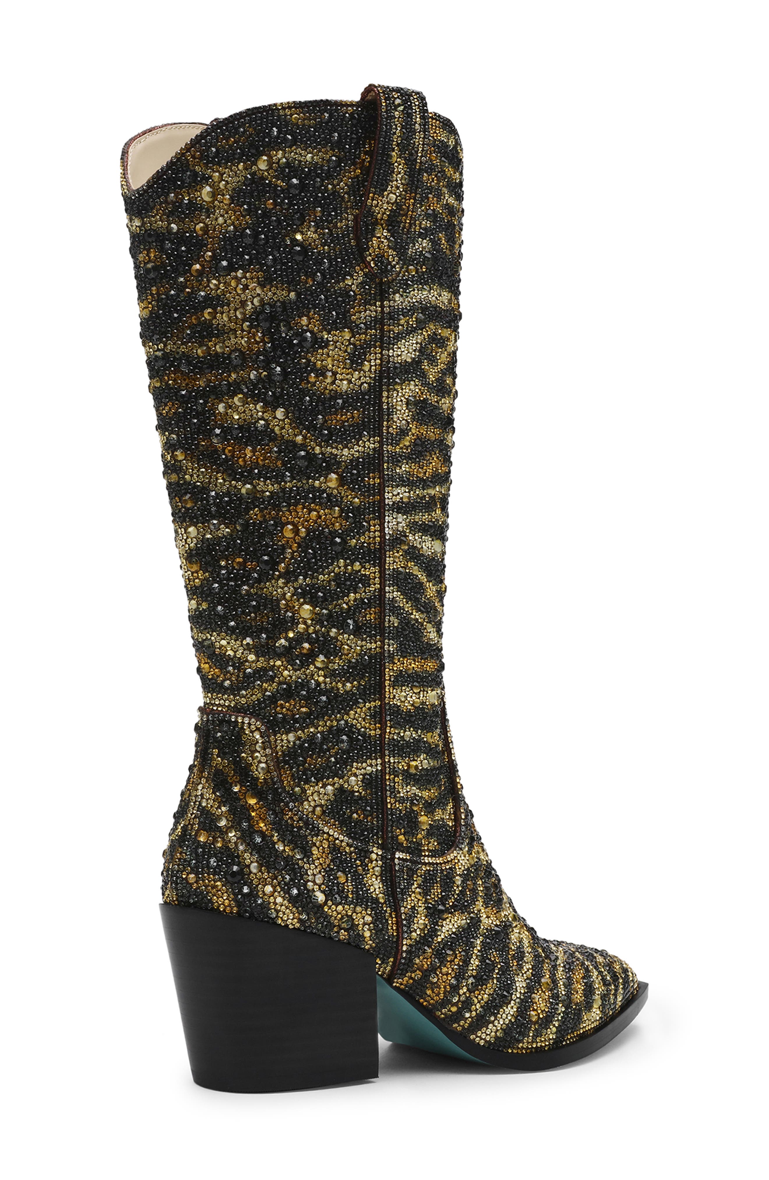 Betsey Johnson Cash Embellished Western Boot, Alternate, color, 