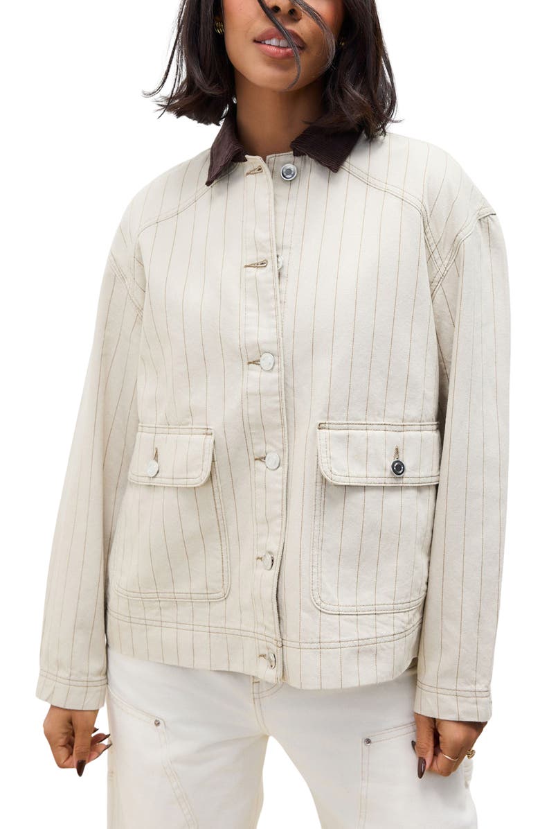 NEXT Corduroy Collar Stripe Twill Jacket, Main, color, 