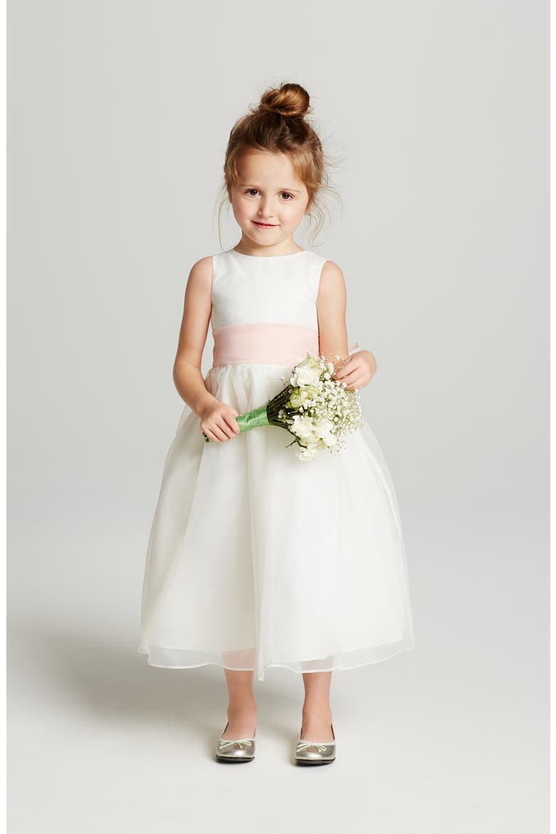 Organza Dress with Sash, Alternate, color, IVORY/ LETTUCE