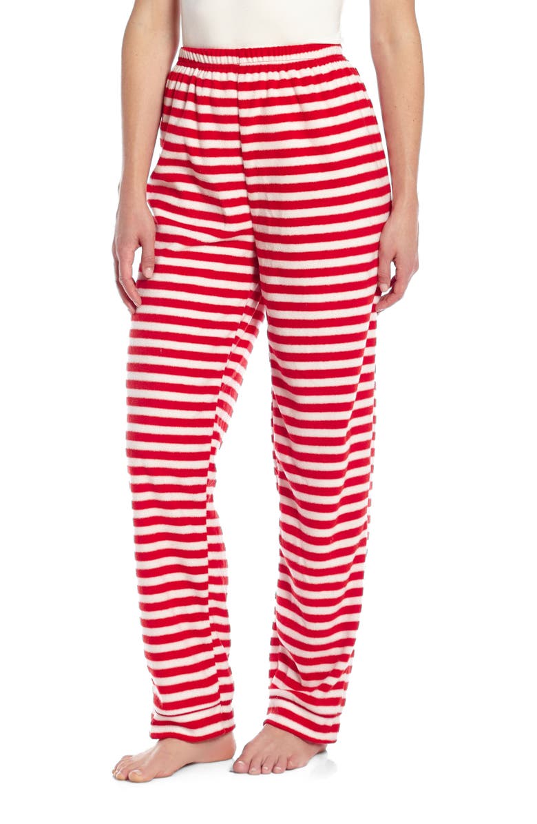 Leveret Women's Fleece Holiday Pajama Pants, Alternate, color, Red/White Stripes