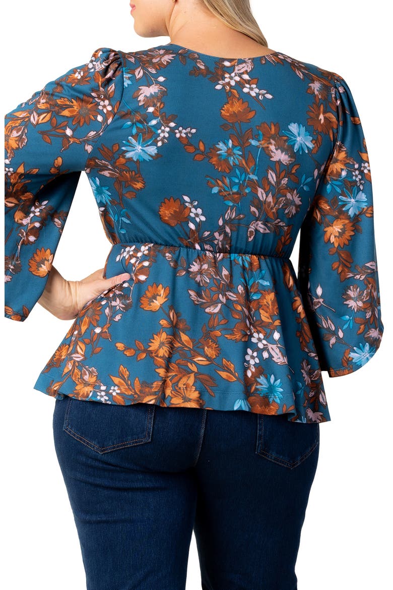 Priscilla Peplum Top, Alternate, color, TEAL BLUE ASTERS