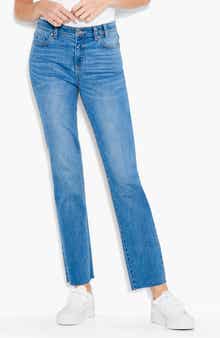 NIC+ZOE High Waist Raw Hem Ankle Straight Leg Jeans