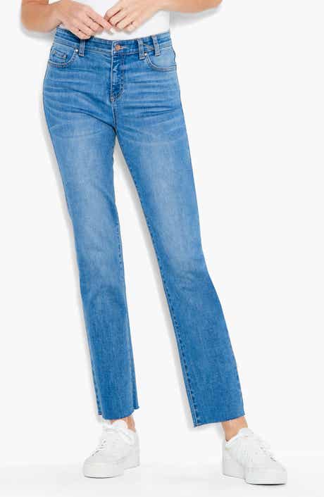 NIC+ZOE High Waist Raw Hem Ankle Straight Leg Jeans