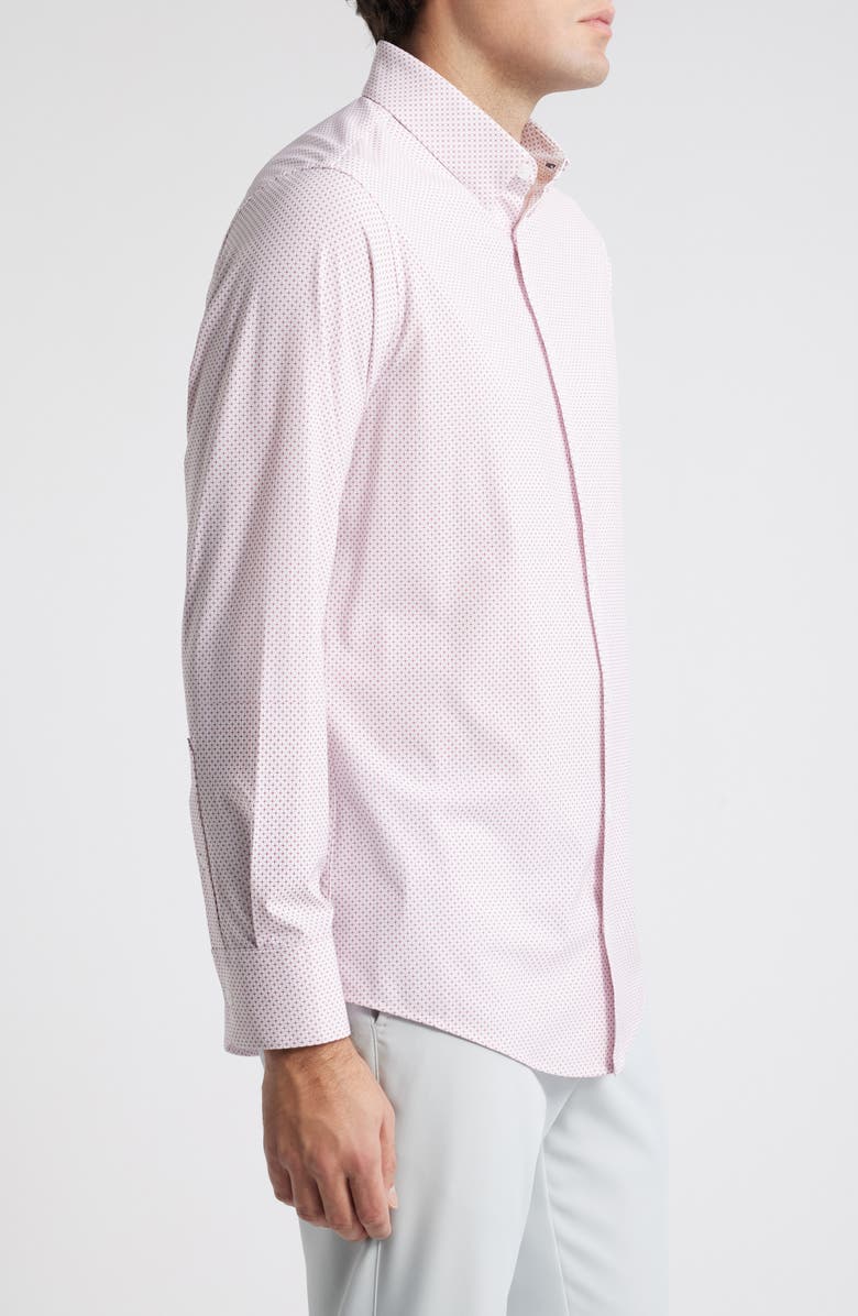 Mizzen+Main Leeward Trim Fit Geo Print Performance Button-Up Shirt, Alternate, color, Wine Plus Print