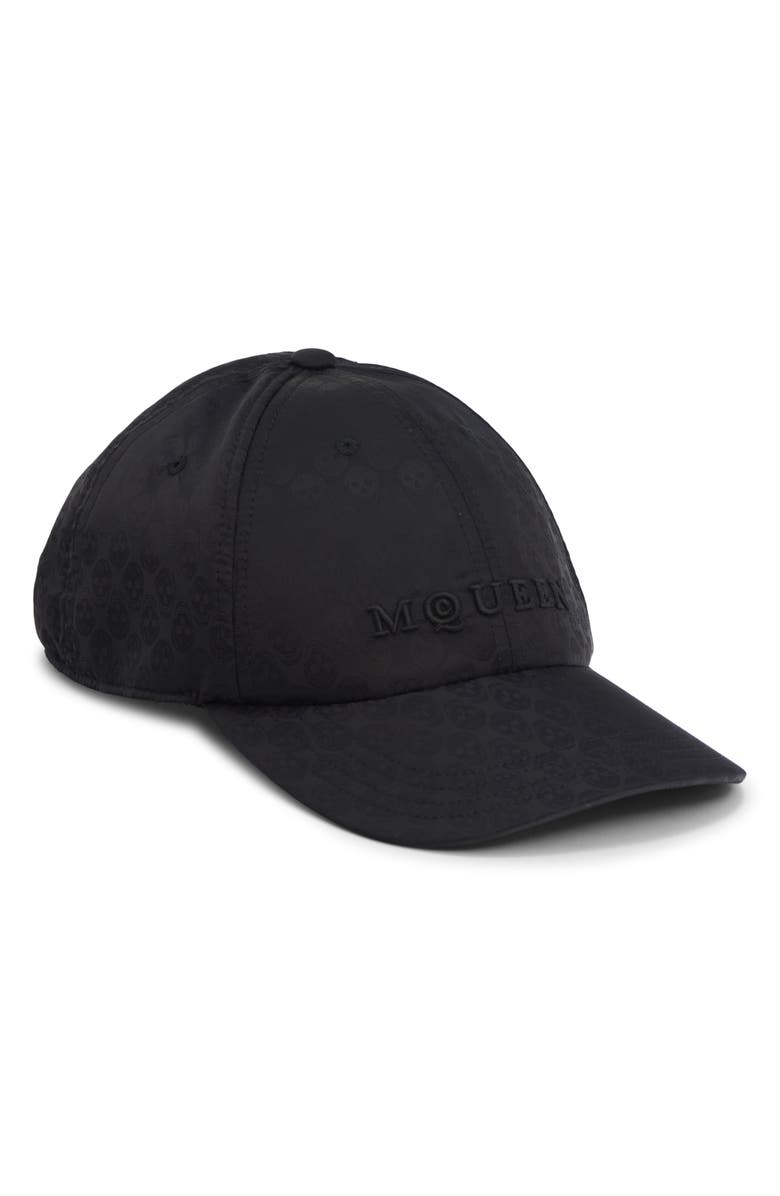 McQueen Skull Jacquard Adjustable Baseball Cap, Main, color, Black