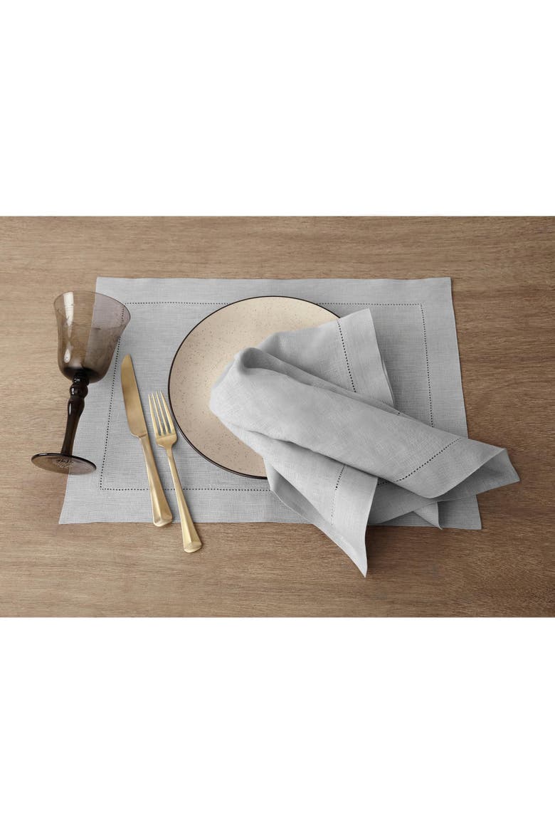 Linen Dinner Napkins Set of 4, 20 x 20" - Classic Hemstitch, Alternate, color, Soft Grey