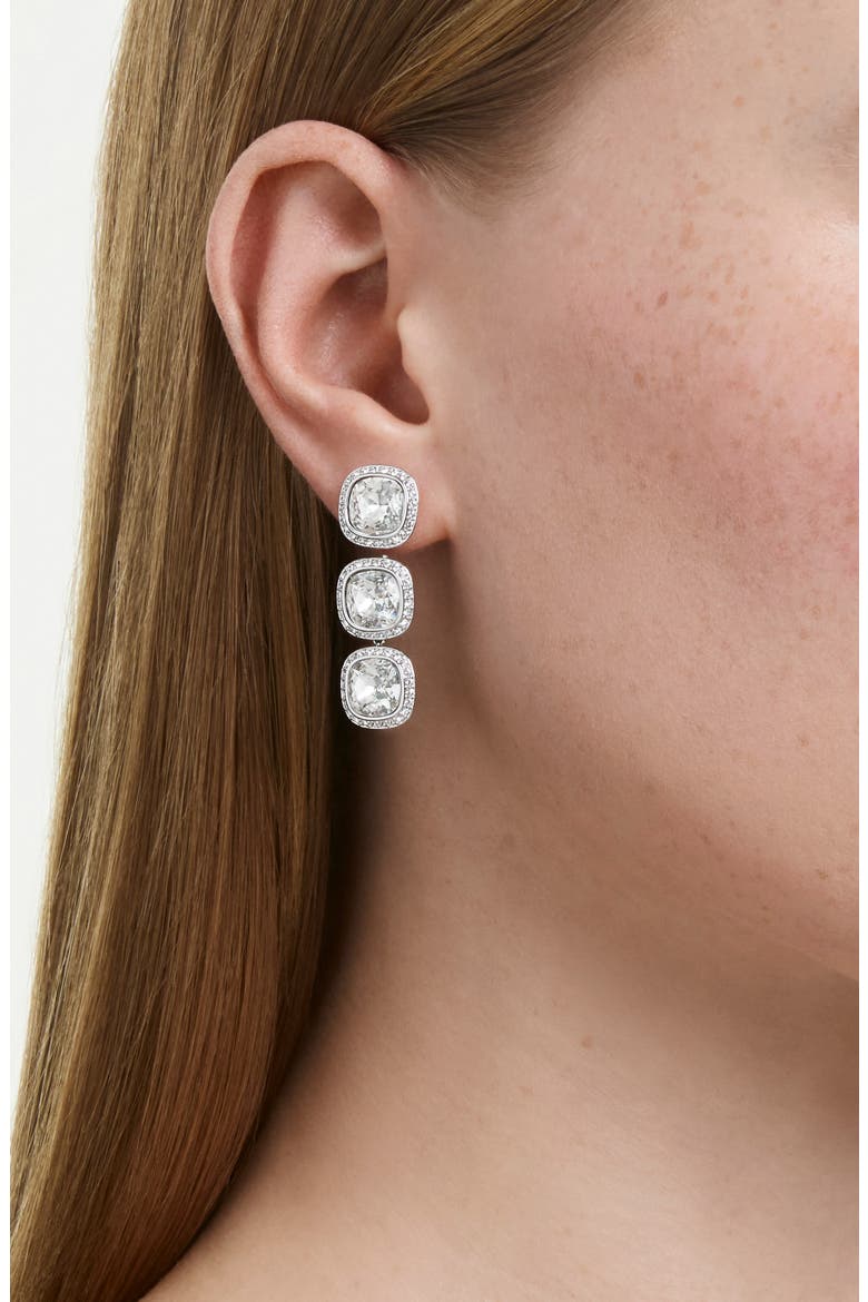 Una Angelic Cushion Crystal Linear Earrings, Alternate, color, WHITE GOLD CRYSTAL