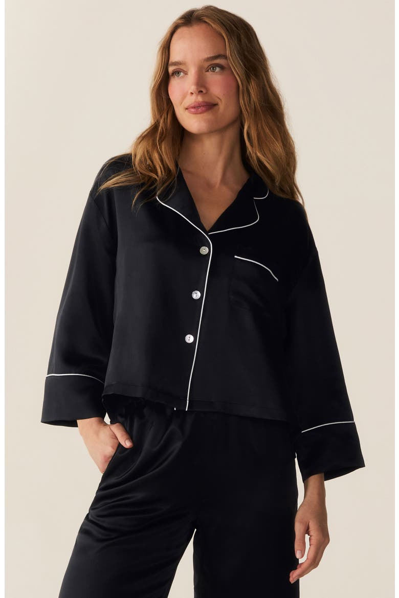 Celine Silk Pajama Set, Alternate, color, BLACK