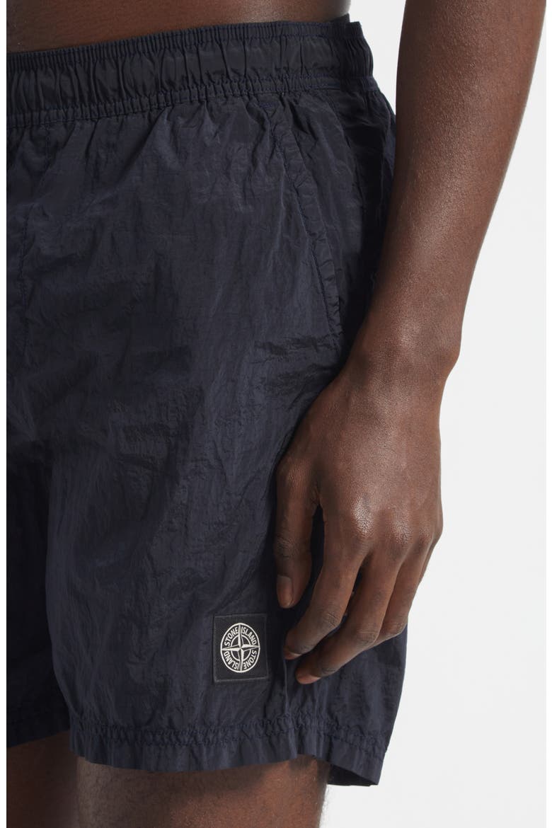 Compass Logo Patch Nylon Swim Trunks, Alternate, color, V0020 NAVY BLUE