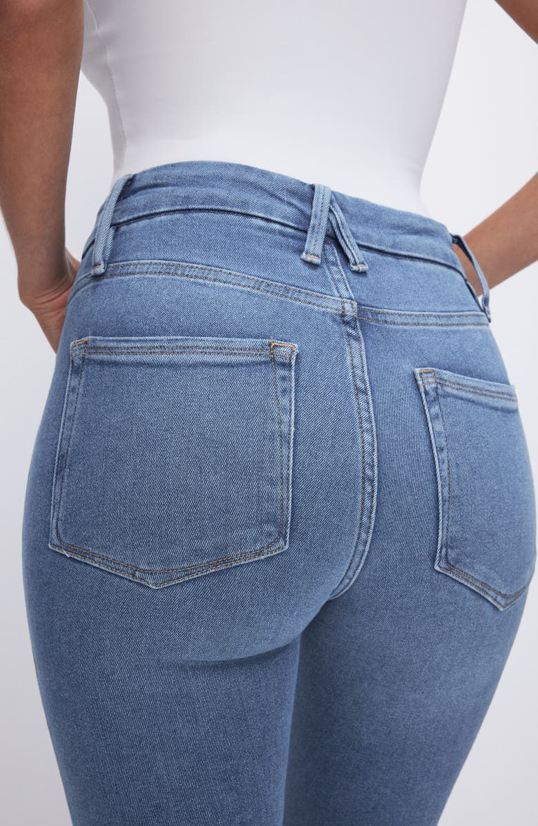 Good American Good Legs Raw Hem Mid Rise Skinny Jeans, Alternate, color,