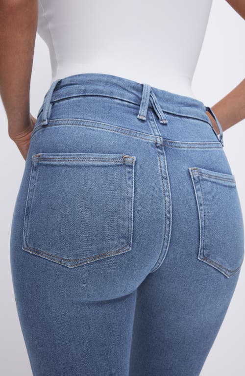 GOOD AMERICAN GOOD AMERICAN GOOD LEGS RAW HEM MID RISE SKINNY JEANS 