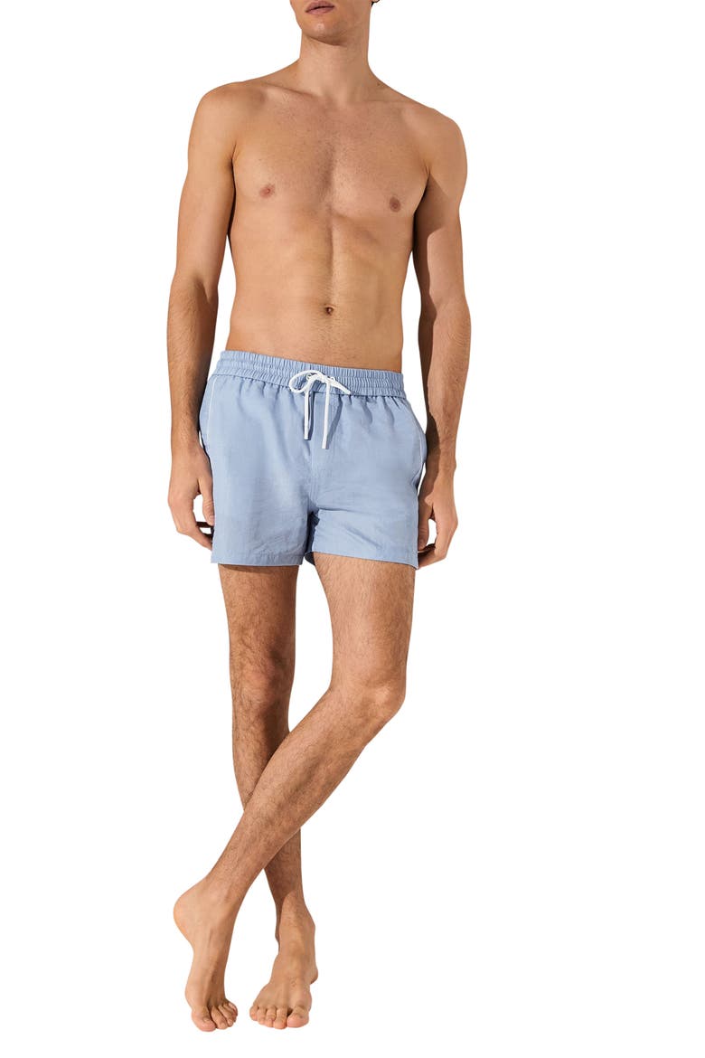 Breeze Piped Nylon Swim Trunks, Alternate, color, SOFT BLUE