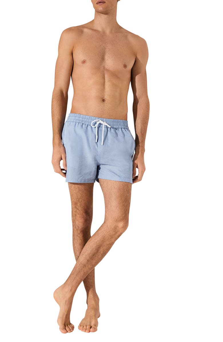 Reiss Breeze Piped Nylon Swim Trunks, Alternate, color, Soft Blue
