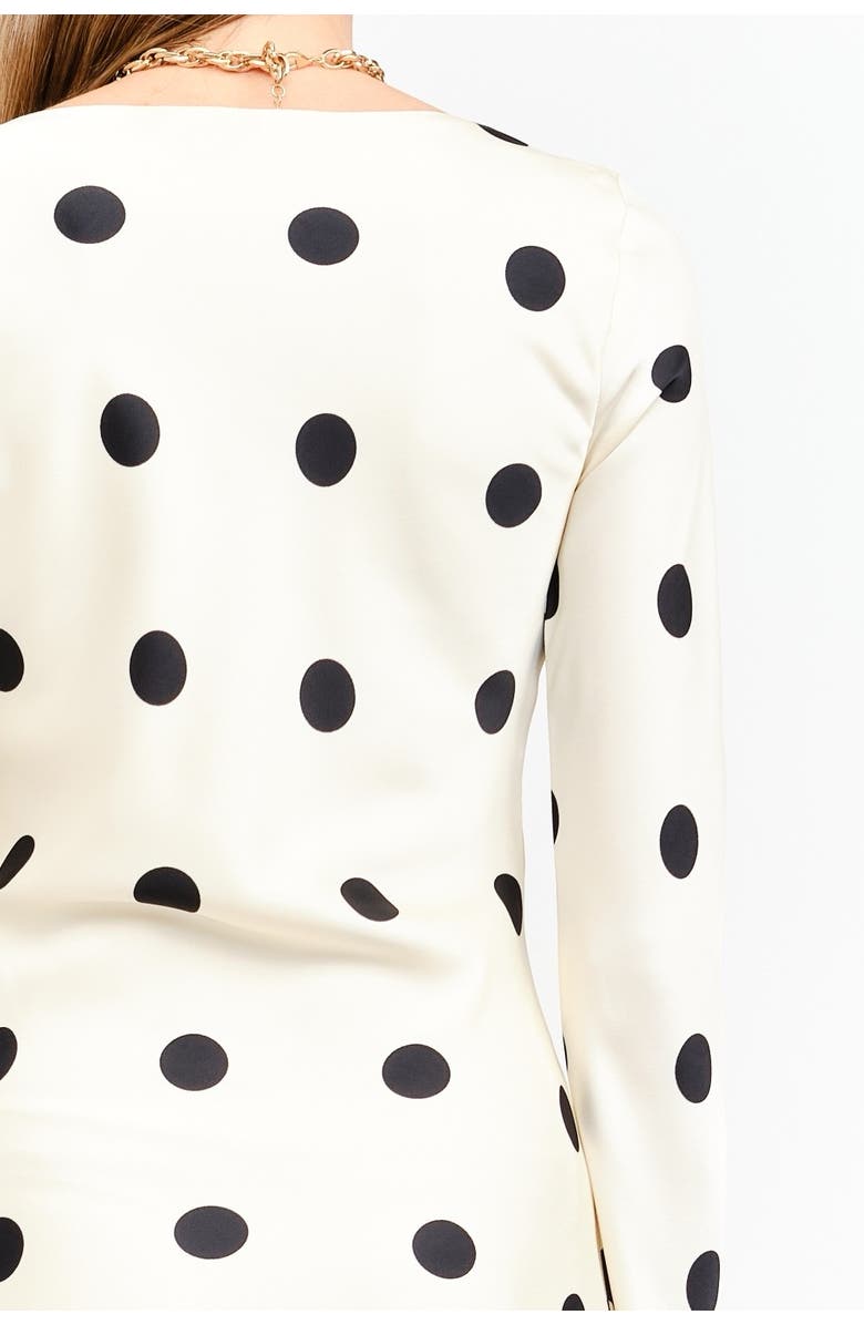 Sisterly Clara Polka-Dot Long Sleeve Gown, Alternate, color, Polka Dot Cream