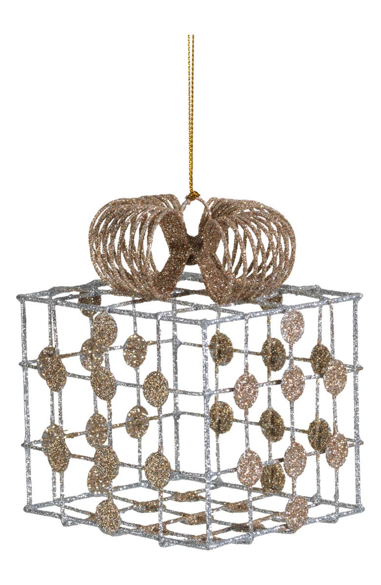Zodax Set of 6 Wire Box Ornaments, Main, color, Silver/ Champagne