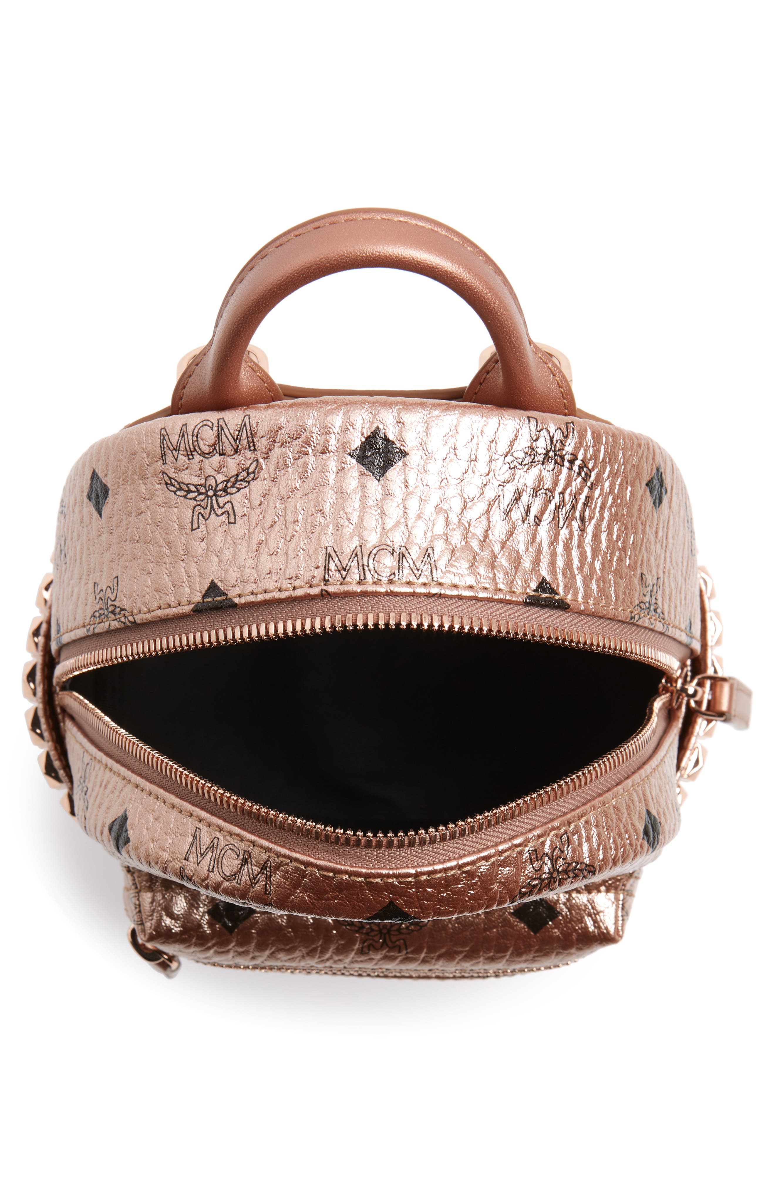 MCM X-Mini Stark Side Stud Coated Canvas Backpack, Alternate, color, 