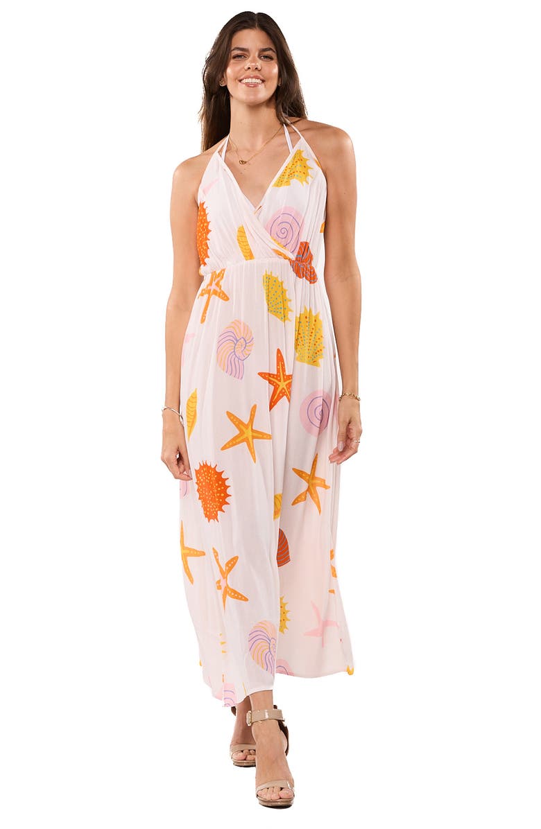 RANEES Halter Cover-Up Dress, Alternate, color, Coral