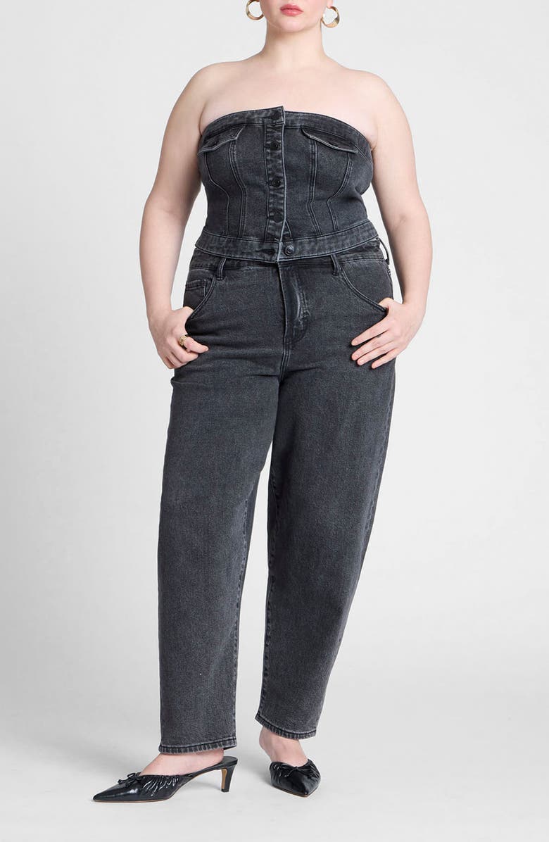 ELOQUII Strapless Denim Top, Alternate, color,